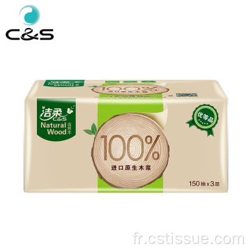 Qualité naturel 3 pli tissu facial doux